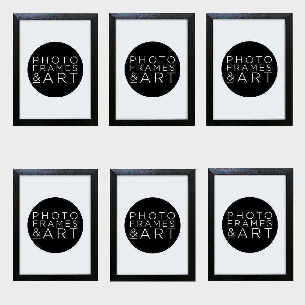 photoframesandart Set of 6 A4 Black Photo Frames | Oxford