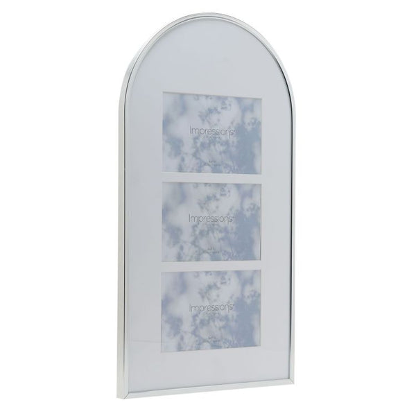 Photoframesandart Silver Arch Topped Photo Frame | 3 6x4" Apertures