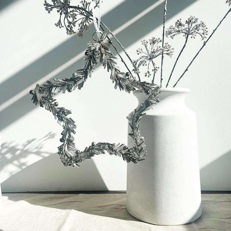 photoframesandart Silver Beaded Christmas Decoration | Star