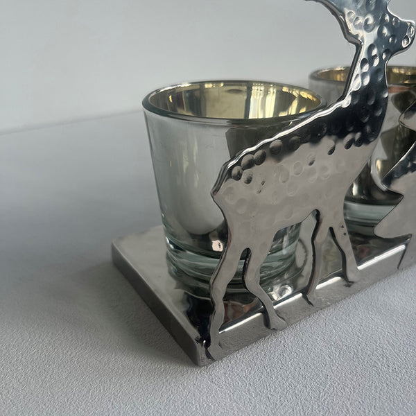 Photoframesandart Silver Christmas Tealight Holder For 4 Candles