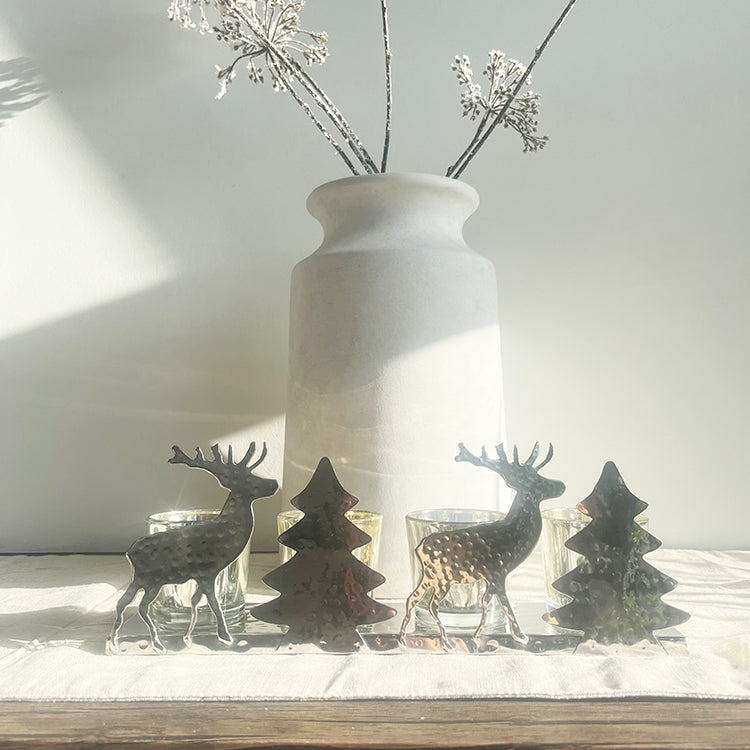 photoframesandart Silver Christmas Tealight Holder For 4 Candles