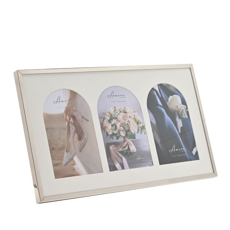 Photoframesandart Silver Plated Fine Multi Arch Photo Frame | 3 6x4" Apertures