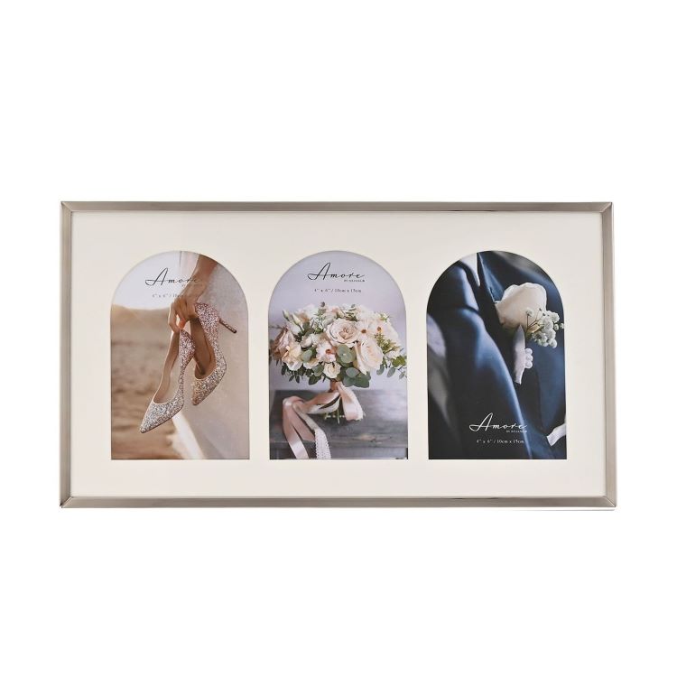 photoframesandart Silver Plated Fine Multi Arch Photo Frame | 3 6x4" Apertures