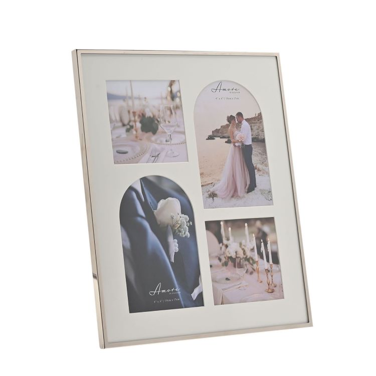 Photoframesandart Silver Plated Fine Multi Photo Frame | 4 Apertures