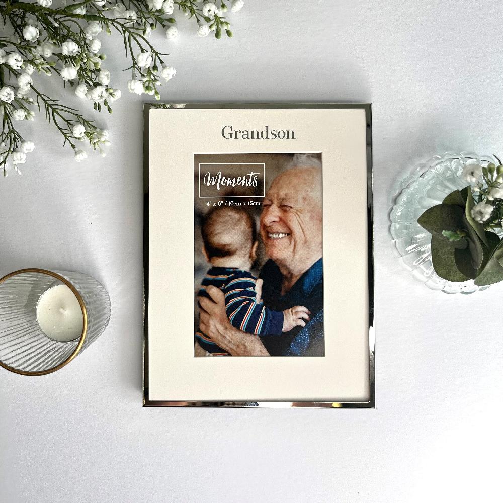 Photoframesandart Silver Plated Grandson Photo Frame - 6 X 4"