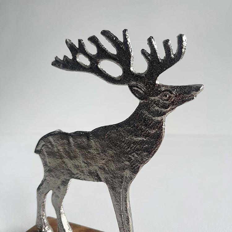 Photoframesandart Silver Stag Christmas Ornament An A Wooden Base