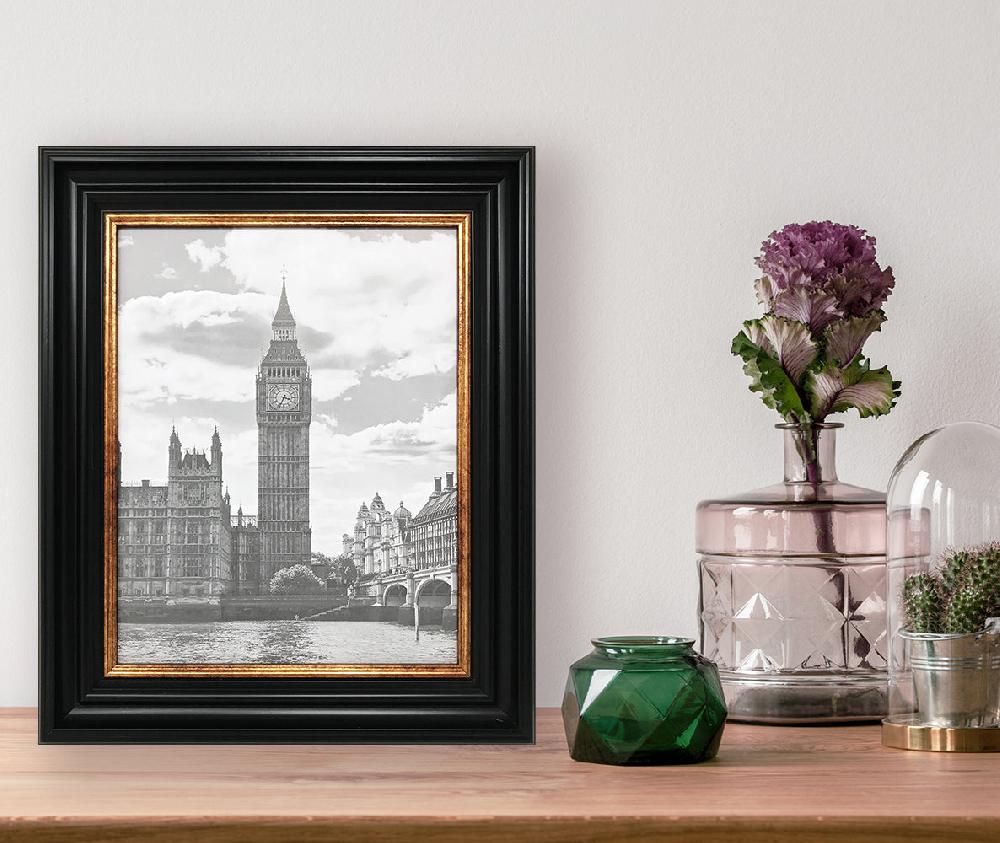 Photoframesandart Vintage Black Shabby Chic Photo Frame - 10x8" For 8x6" With A Soft Cream Mount