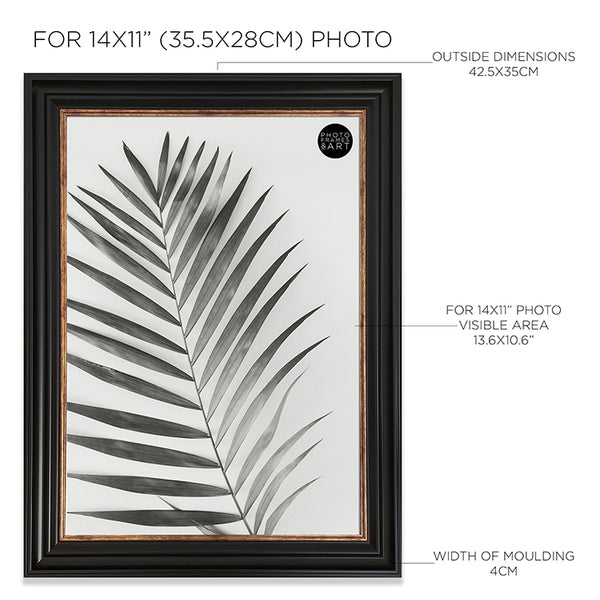 Photoframesandart Vintage Black Shabby Chic Photo Frame - 14x11" No Mount