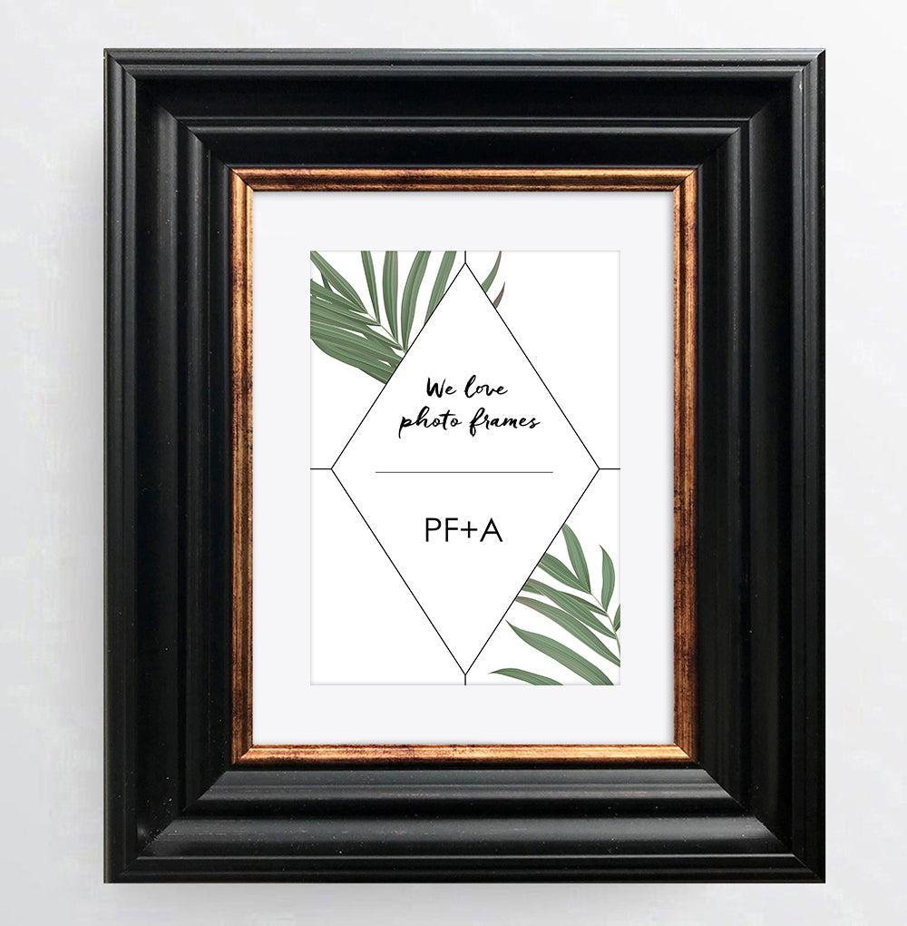 photoframesandart Vintage Black Shabby Chic Photo Frame - 8x6" for 6x4" with a soft cream mount