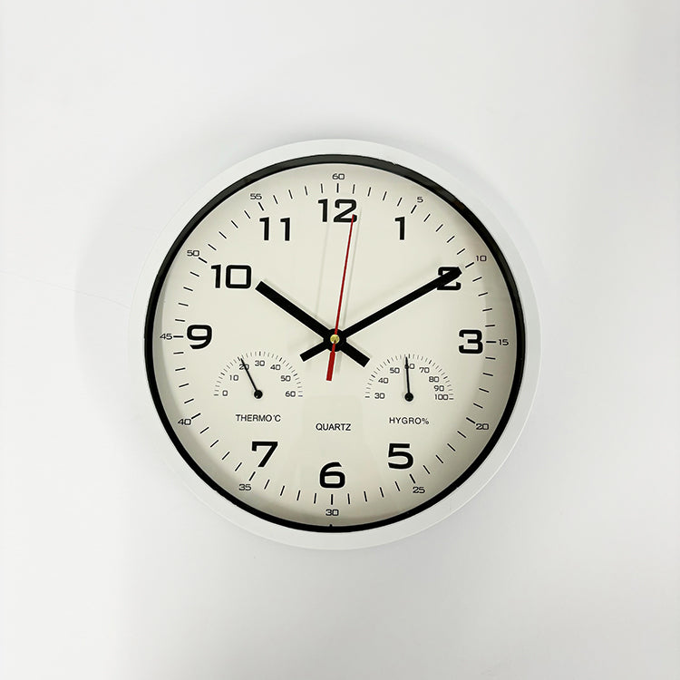 Photoframesandart Wall Clock With Thermometer And Hygrometer | White Or Black
