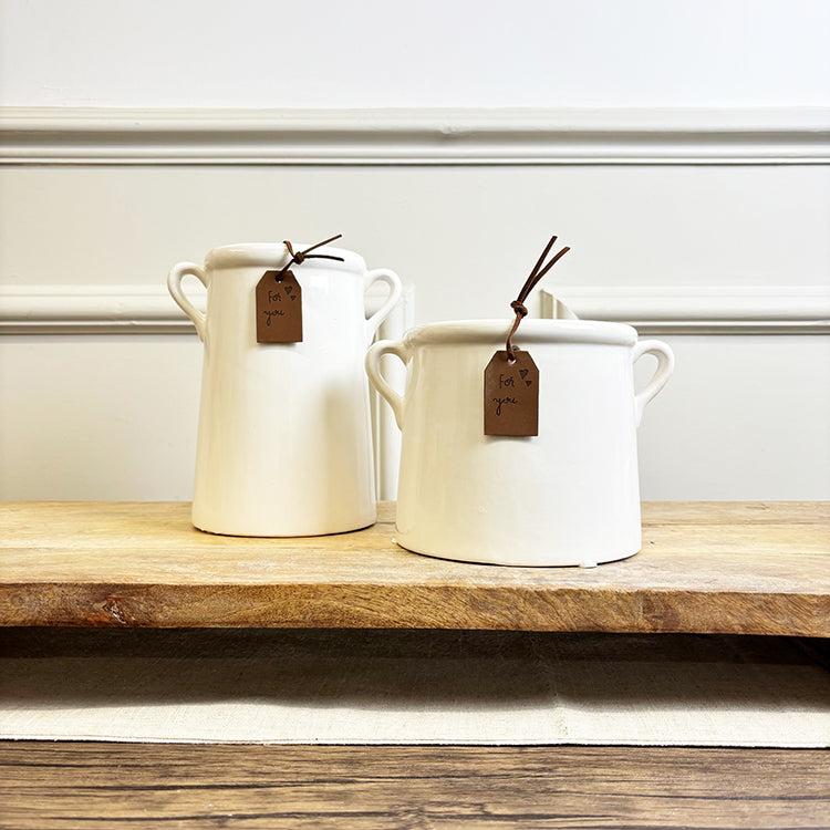 photoframesandart White Ceramic Milk Churn Vases | 2 Sizes Available
