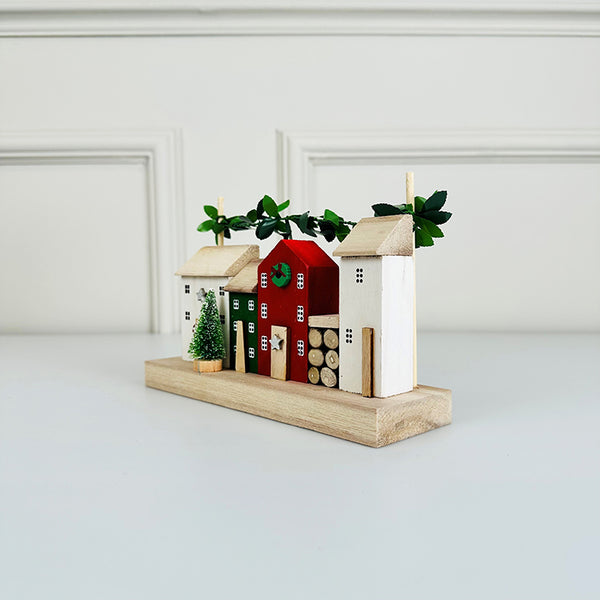 Photoframesandart Wooden Christmas Street | With Garland