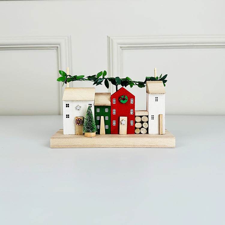photoframesandart Wooden Christmas Street | With Garland