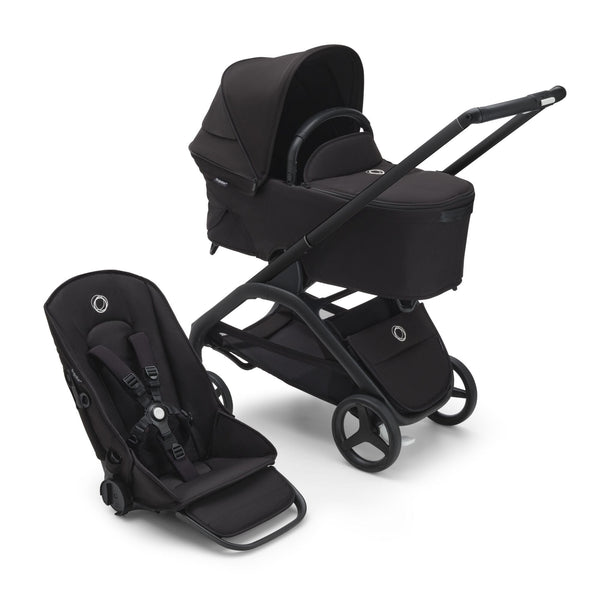 Piccolino Bugaboo Dragonfly Complete Stroller + Bassinet Black/Midnight Black/Misty White