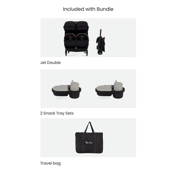 Piccolino Silver Cross Jet Double Stroller W Accessory Bundle