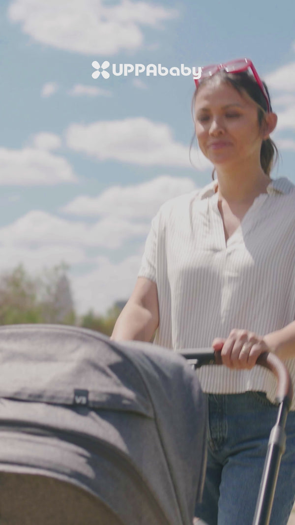 Piccolino Uppababy Cruz V3 Stroller Callum - Stone Blue | Silver Frame | Sand Leather