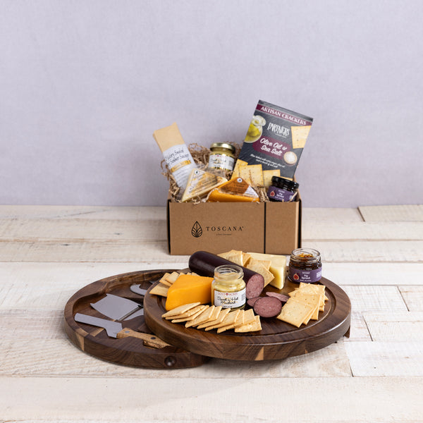 picnic time Acacia Circo Cheese Board with Gourmet Gift Pack