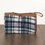 Picnic Time Blanket Tote XL Outdoor Picnic Blanket Blue Stripe Pattern With Navy Flap