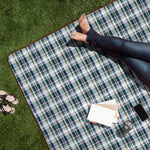 Picnic Time Blanket Tote XL Outdoor Picnic Blanket Blue Stripe Pattern With Navy Flap