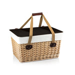 Picnic Time Canasta Grande Wicker Basket Beige Canvas With Brown Lid