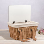 Picnic Time Canasta Wicker Basket Beige Canvas With Brown Lid