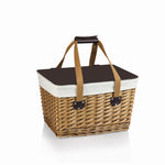 Picnic Time Canasta Wicker Basket Beige Canvas With Brown Lid
