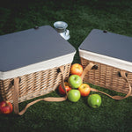 Picnic Time Canasta Wicker Basket Beige Canvas With Brown Lid