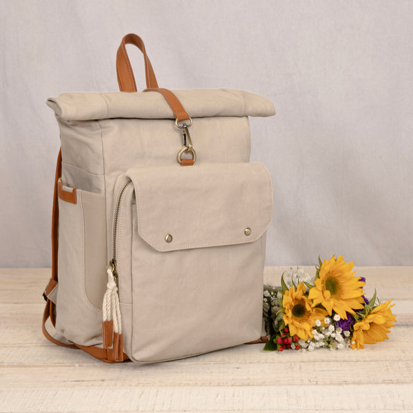 picnic time Carmel Roll Top Picnic Backpack Cooler Gray