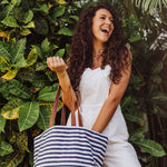 Picnic Time Coronado Canvas And Willow Basket Tote Beige Canvas
