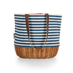 Picnic Time Coronado Canvas And Willow Basket Tote Beige Canvas
