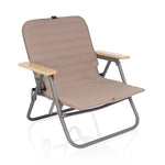 Picnic Time Descanso Padded Beach Chair Shale Brown
