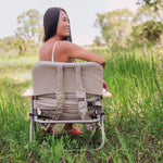 Picnic Time Descanso Padded Beach Chair Shale Brown