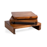Picnic Time Etage Set Of 3 Acacia Serving Pedestals