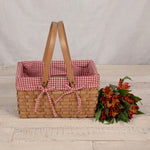 Picnic Time Farmhouse Basket - Red And White Gingham Basket Empty