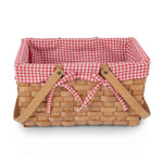 Picnic Time Farmhouse Basket - Red And White Gingham Basket Empty