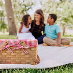 Picnic Time Farmhouse Basket - Red And White Gingham Basket Empty