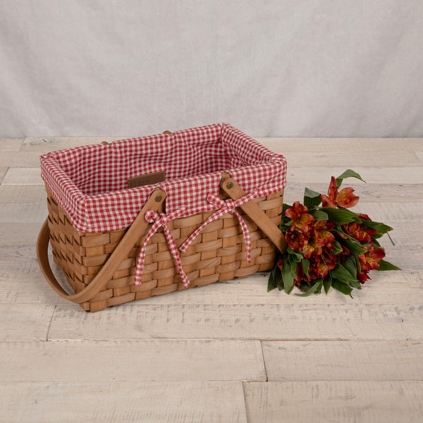 picnic time Farmhouse Basket - Red and White Gingham Basket Empty