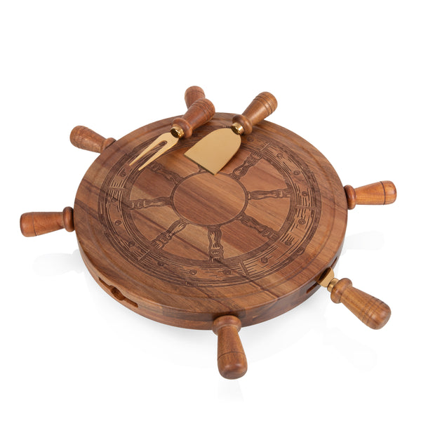 picnic time Helmsman Lazy Susan Cheese Board with Tool Set