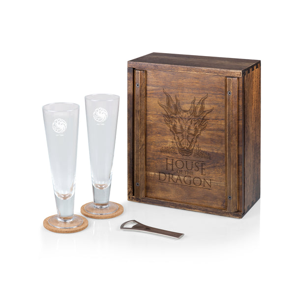 picnic time House of the Dragon - Pilsner Beer Glass Gift Set