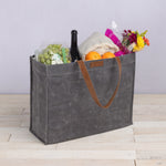Picnic Time Market Waxed Canvas Tote With Leatherette Handles Gray