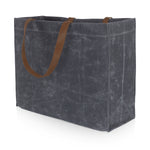 Picnic Time Market Waxed Canvas Tote With Leatherette Handles Gray