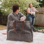 Picnic Time Market Waxed Canvas Tote With Leatherette Handles Gray
