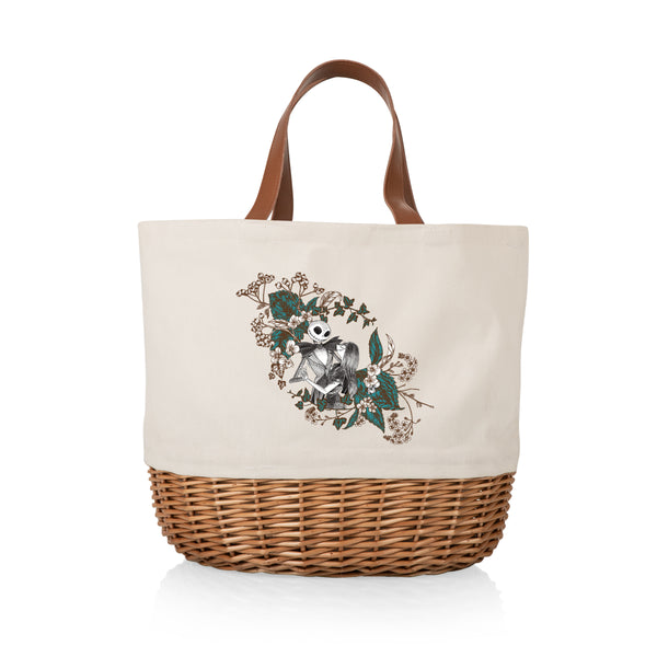 picnic time Nightmare Before Christmas Jack & Sally - Coronado Canvas and Willow Basket Tote