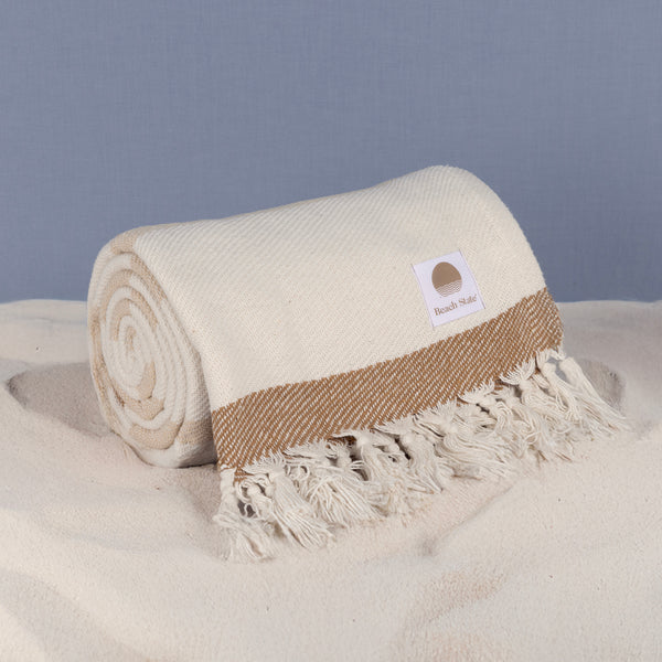 picnic time Oceanside Beach Blanket Driftwood Stripe