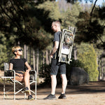 Picnic Time Outdoor Directors Folding Chair Mod Denim Stripe Pattern With White Accents