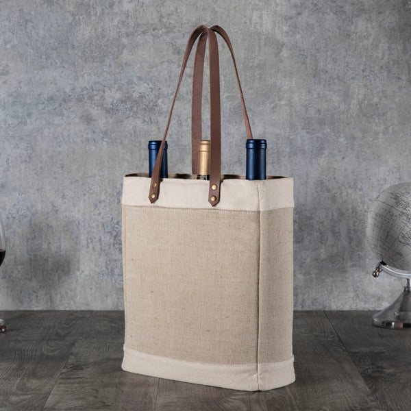 picnic time Pinot Jute 3 Bottle Insulated Wine Bag