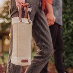 Picnic Time Pinot Jute Single Bottle Insulated Wine Bag