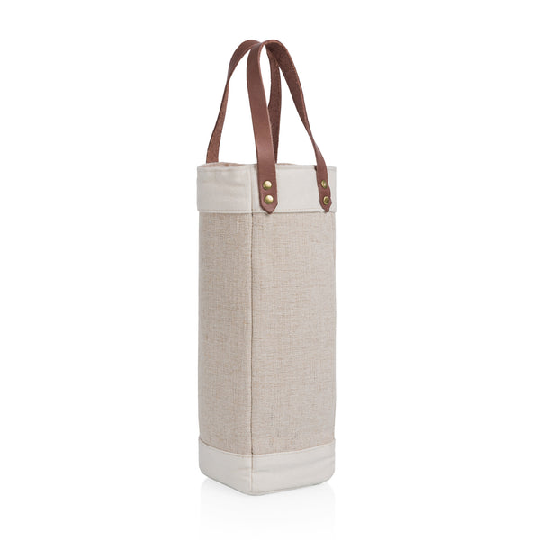 picnic time Pinot Jute Single Bottle Insulated Wine Bag