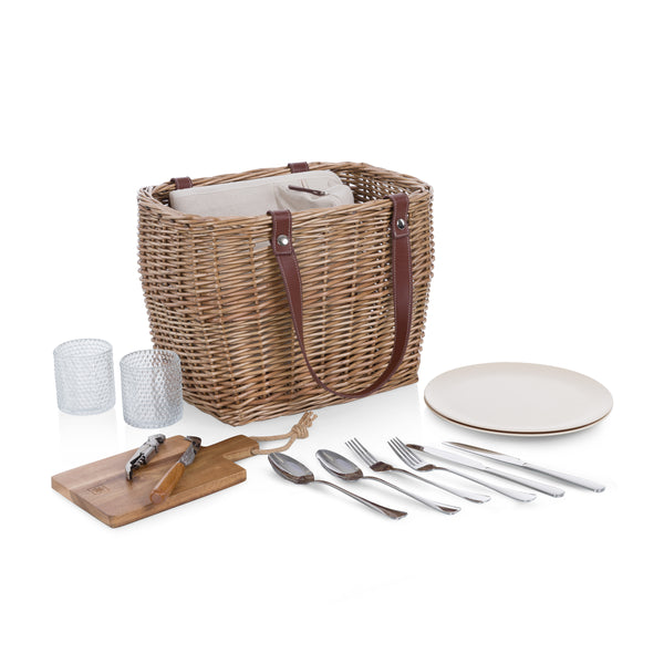picnic time Terrabella Earth Friendly Handwoven Picnic Basket Set for 2