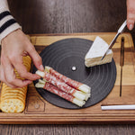 Picnic Time Turntable Acacia And Slate Cheese Board With Knife